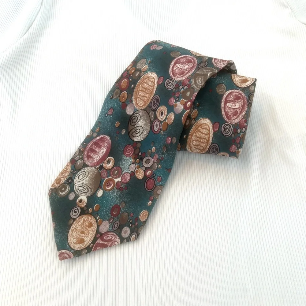 Dior silk abstract print teal tie